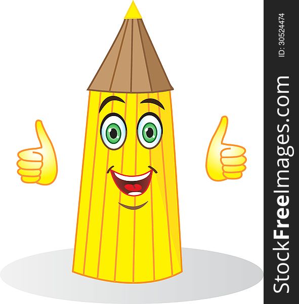 Stock Image - a cheerful yellow pencil. Stock Image - a cheerful yellow pencil.