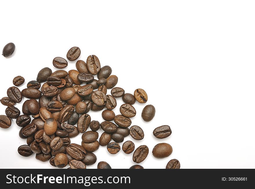 Coffee beans as a background isolated on white. Coffee beans as a background isolated on white