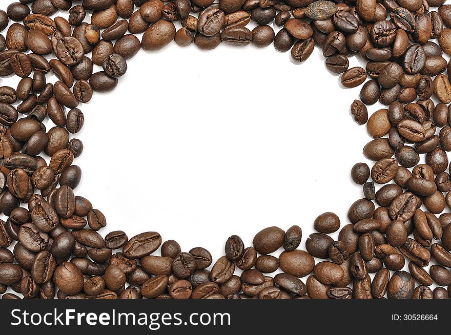 Coffee beans as a background isolated on white. Coffee beans as a background isolated on white