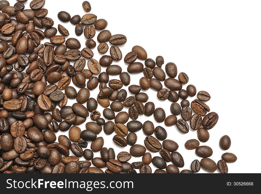 Coffee beans as a background isolated on white. Coffee beans as a background isolated on white