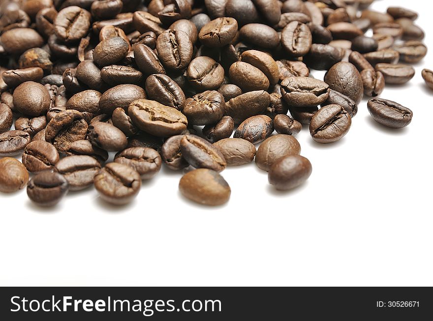 Coffee beans as a background isolated on white. Coffee beans as a background isolated on white