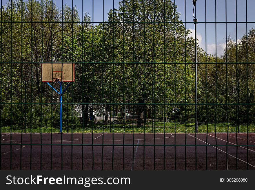 Sports ground with an outdoor basketball ring