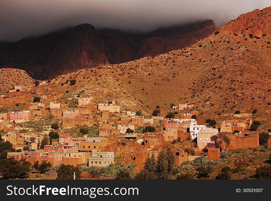 Berber village under cloud