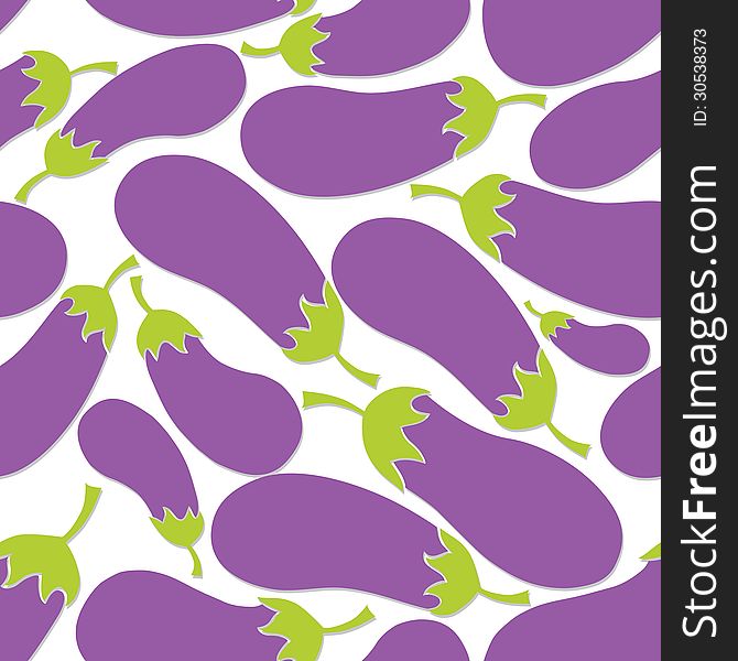 Eggplant seamless pattern. Nature food vector illustration. Isolated on white background. Eggplant seamless pattern. Nature food vector illustration. Isolated on white background.