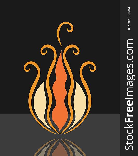 Illustration of a fire on black background