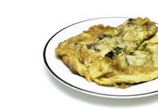 Oyster Omelet Fire With Egg, Thai Food Stock Photos