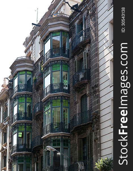 Architecture in Barcelona, very sunny day