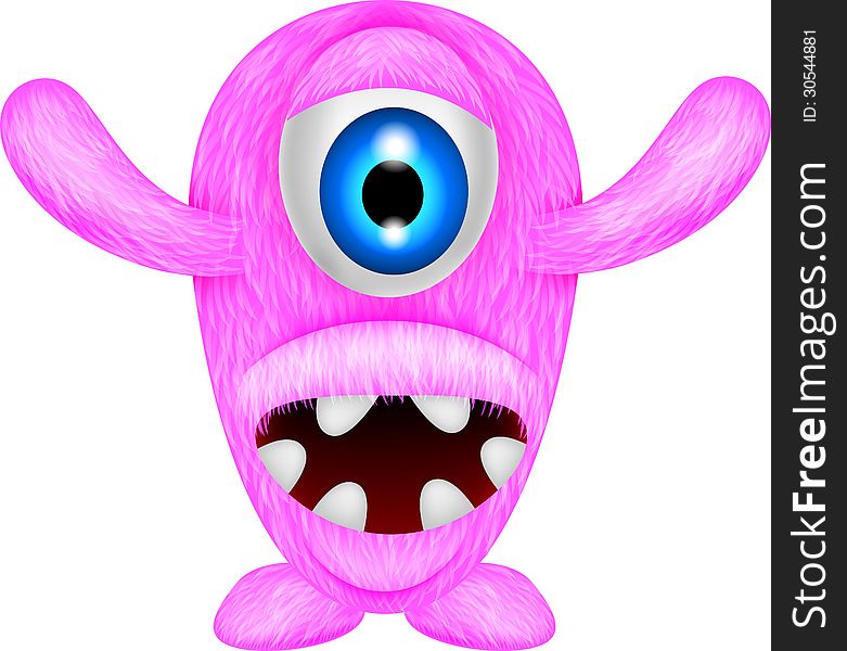 Illustration of scary pink monster