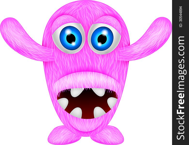 Illustration of scary pink monster