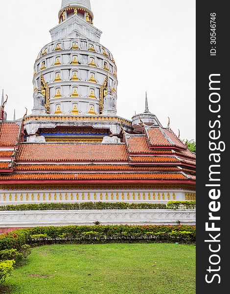 A big pagoda is isolated with white background