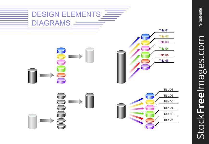 Design elements. Diagrams in the form of cylinders