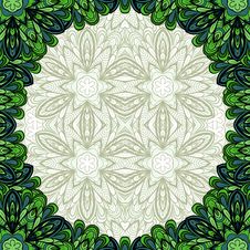 Green Floral Round Frame Stock Image