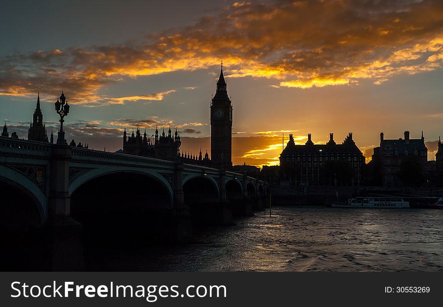 Evening Silhouettes with Westminster Bridge