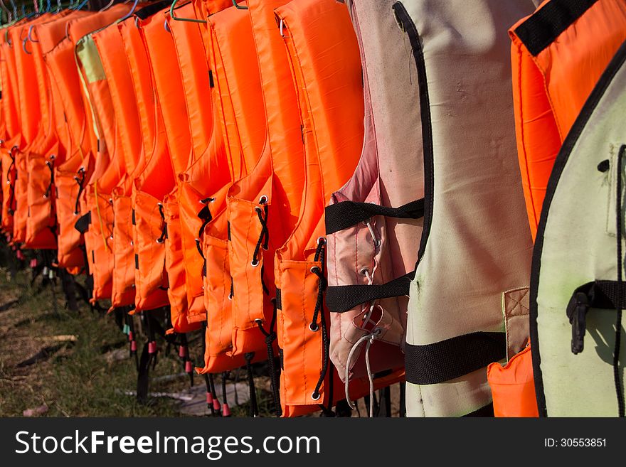 Life jacket on clothes line