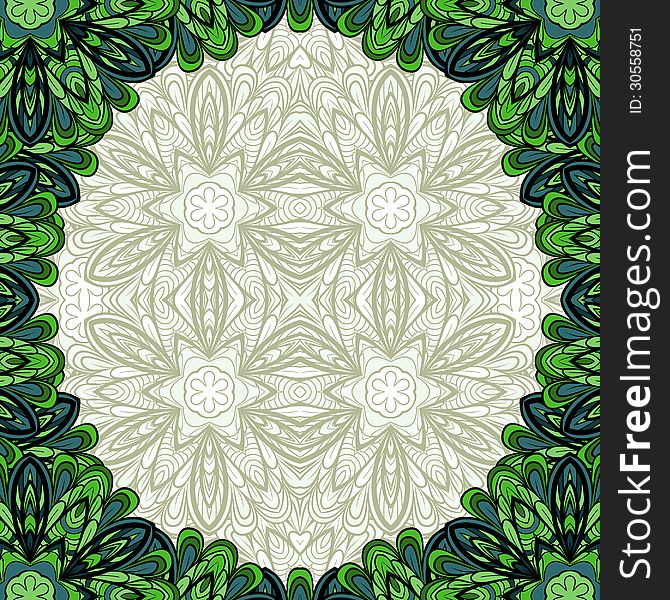 Abstract floral floral green round frame with neutral background. Pattern can be used as wallpaper, web page background, invitation card design etc. Abstract floral floral green round frame with neutral background. Pattern can be used as wallpaper, web page background, invitation card design etc