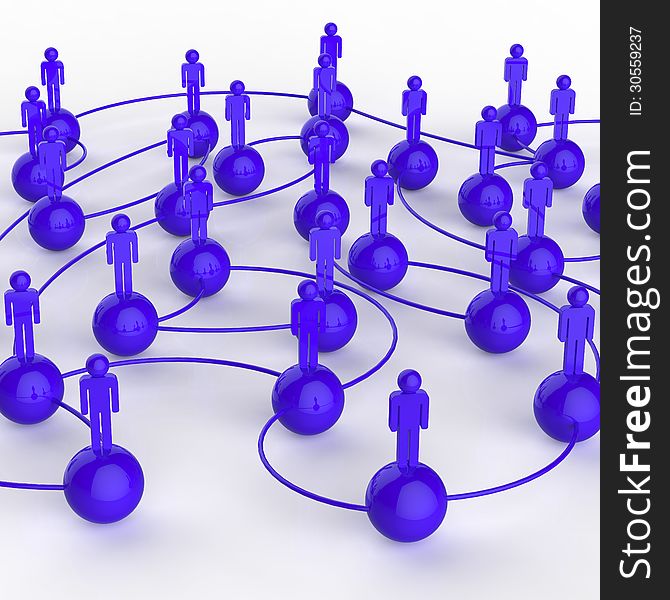 3d blue human social network as concept