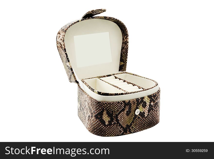 Empty Casket for jewelry, separately on a white background