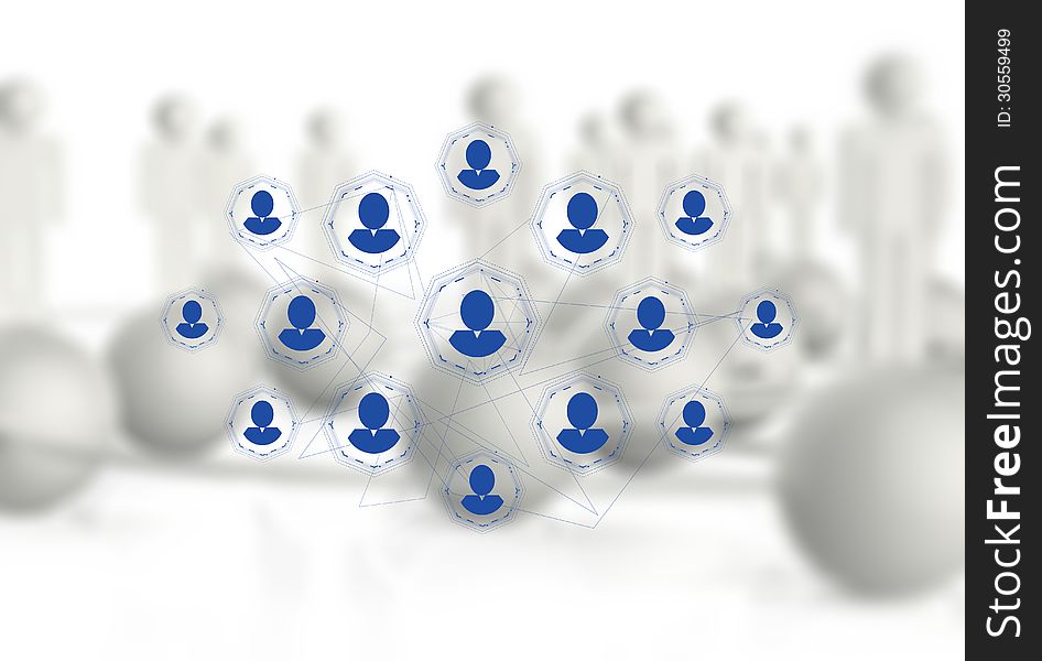 3d white human social network graphics as concept