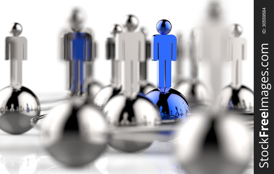 3d stainless human social network and leadership as concept. 3d stainless human social network and leadership as concept