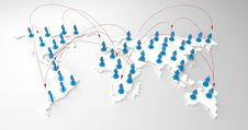 Social Network Human 3d On World Map Stock Photo Social Network Human 3d On World Map Stock Photo