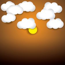 Sky Background- White Paper Clouds & Evening Sky With Sun Stock Photography Sky Background- White Paper Clouds & Evening Sky With Sun Stock Photography