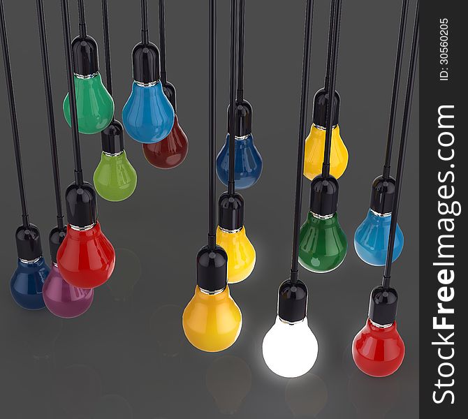 Creative idea and leadership concept light bulb 3d design