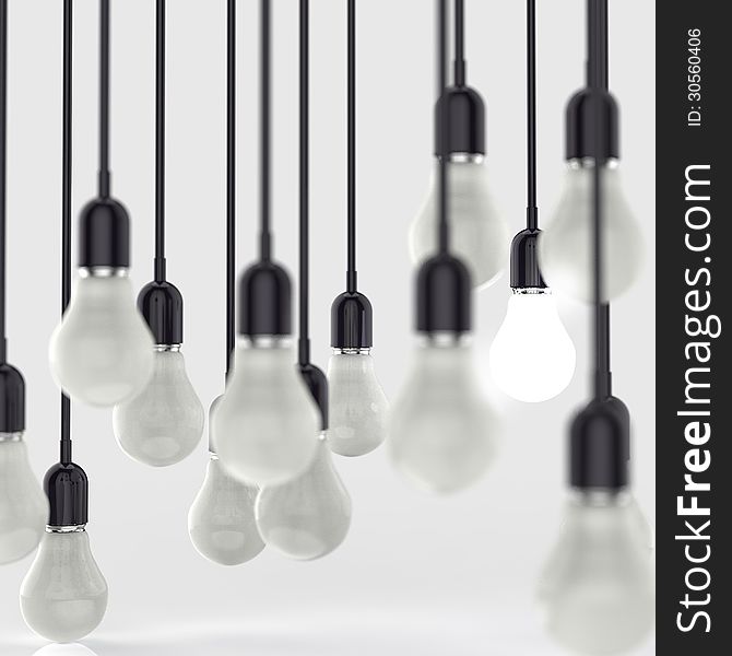 Creative idea and leadership concept light bulb 3d design