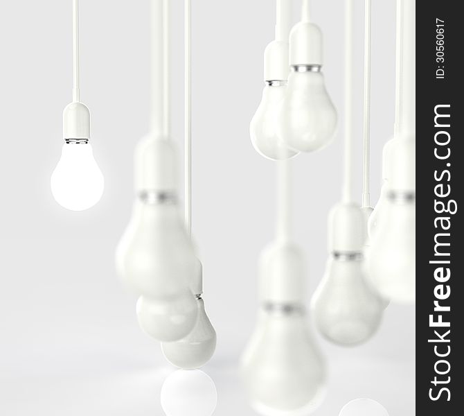 Creative idea and leadership concept light bulb 3d design