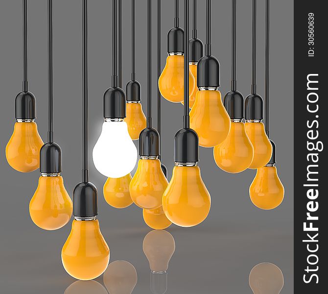 Creative idea and leadership concept light bulb on grey background