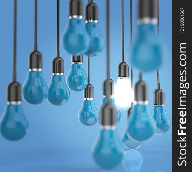 Creative idea and leadership concept light bulb on color background