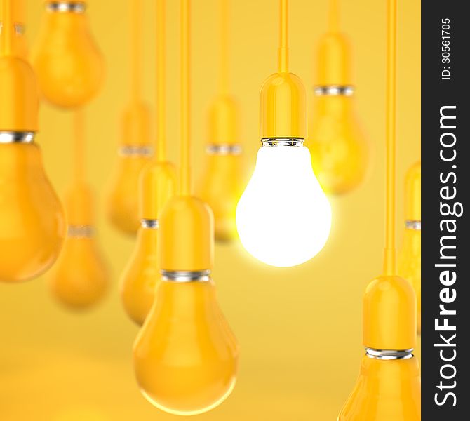 Creative idea and leadership concept light bulb 3d design concept