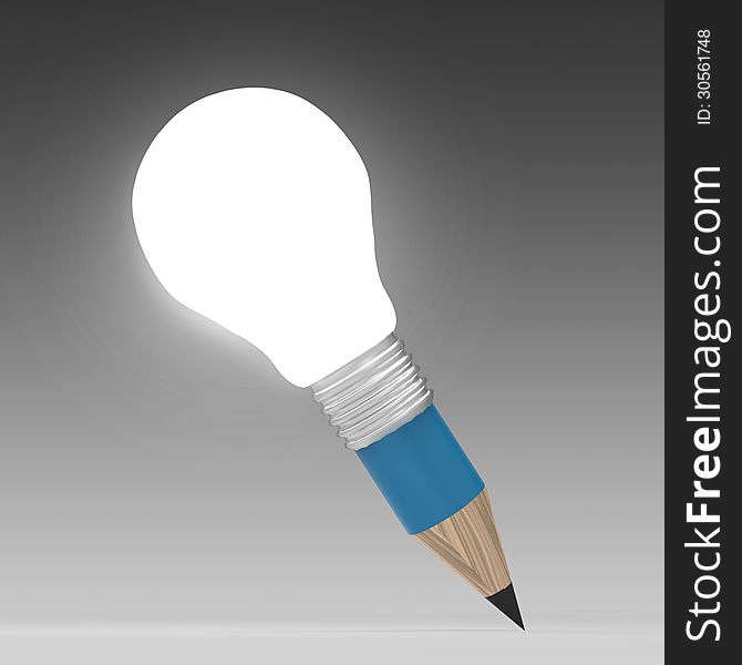 Blank 3d creative pencil lightbulb as concept creative