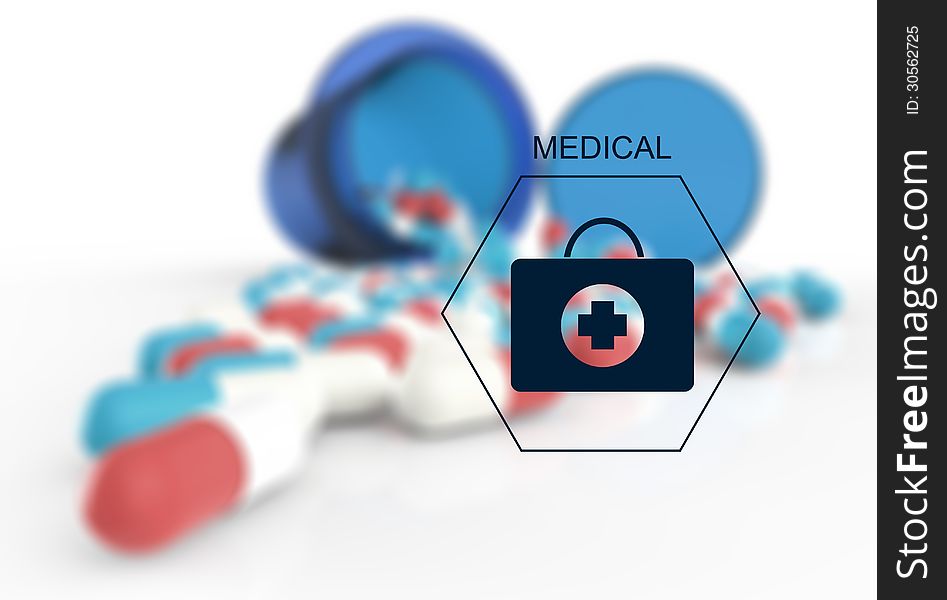 Medical prescription graphic and medical capsules as medical concept