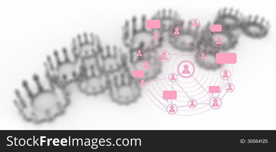 3d Cogwheel  Human Social Network Graphics