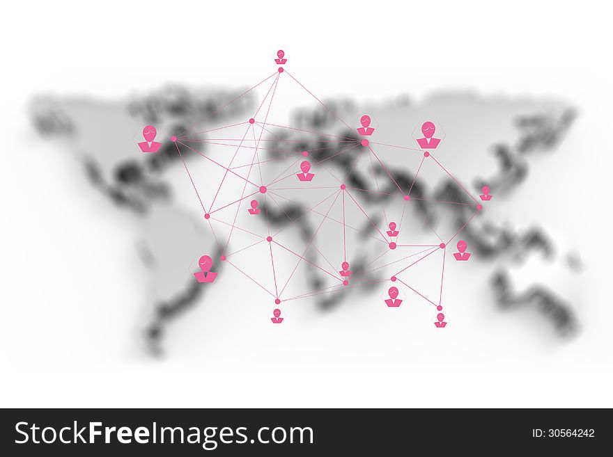 Social Network Human 3d On World Map