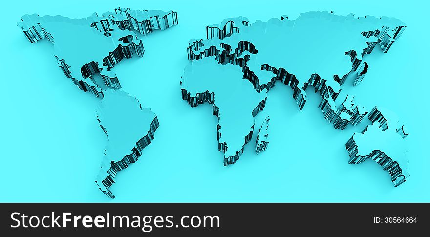 Social network human 3d on world map as concept