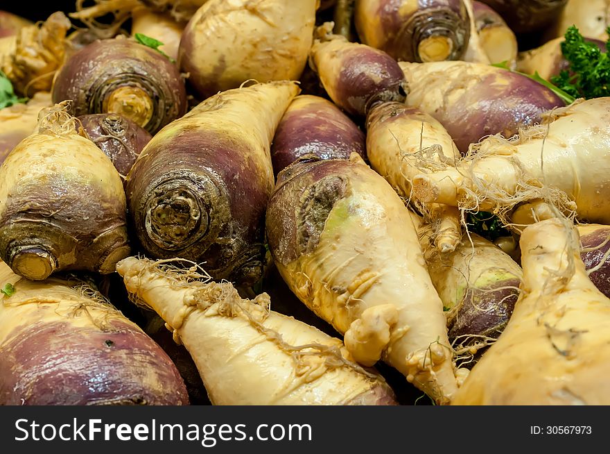 Turnip on display at farmers market