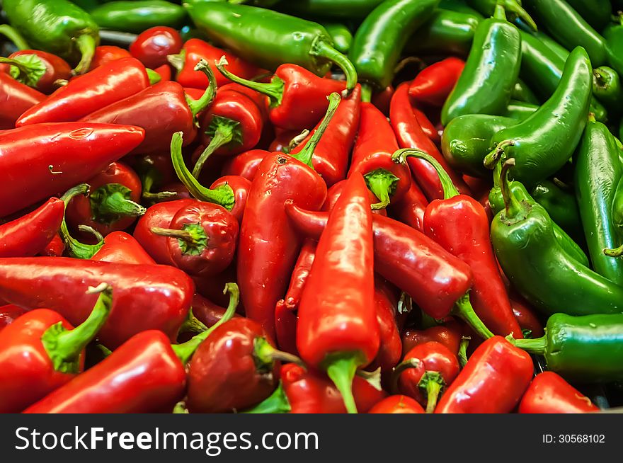 Delicious fresh green and red chili