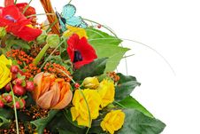 Fragment Of Colorful Bouquet Isolated On White Background. Stock Photo Fragment Of Colorful Bouquet Isolated On White Background. Stock Photo