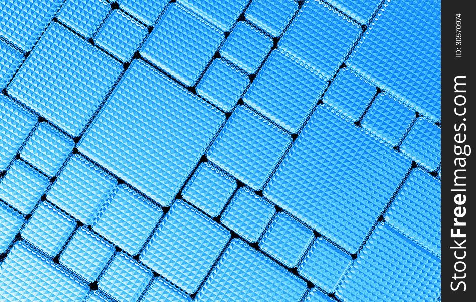 Steel blue cube mesh metal plate background or texture