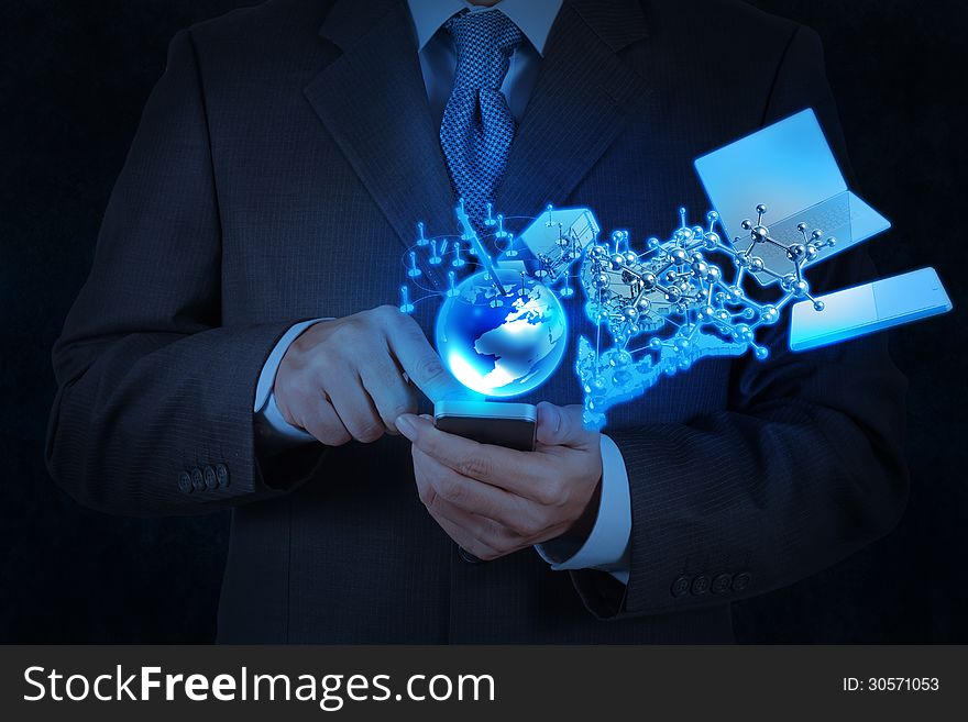 Businessman hand working with modern technology