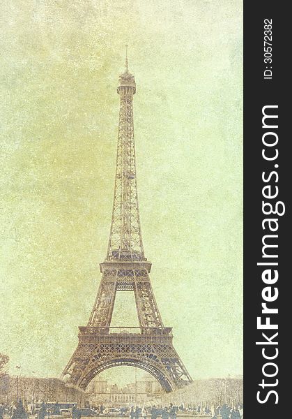 Vintage photo of Eiffel Tower, Paris, France