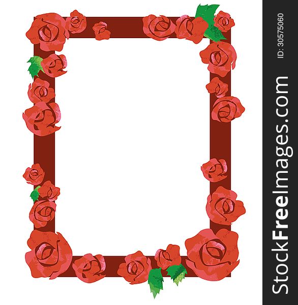Frame made of roses isolated on white background. Frame made of roses isolated on white background