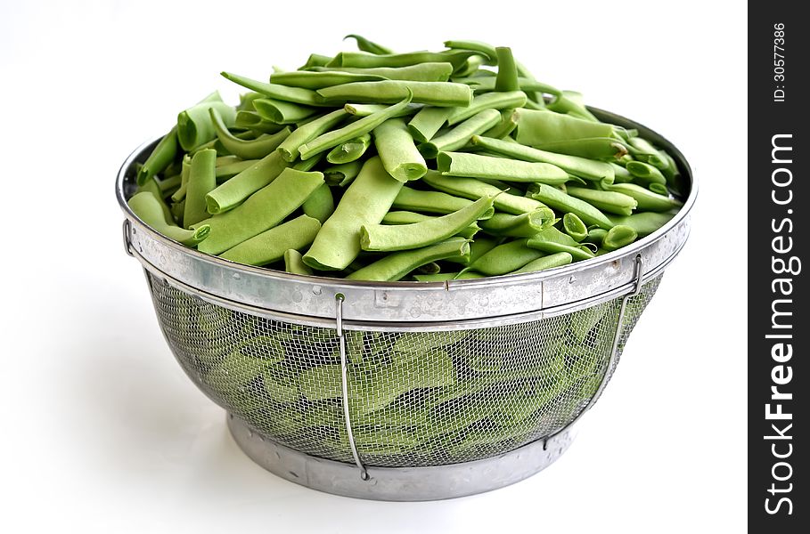 Loubieh or green beans, chopped washed and put in a strainer