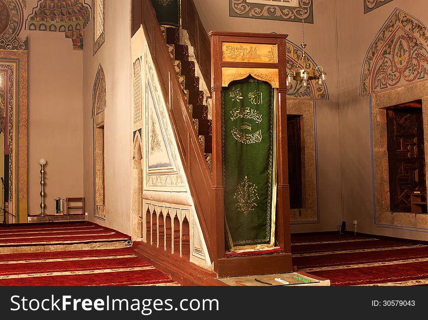 Inside the Islamic mosque building