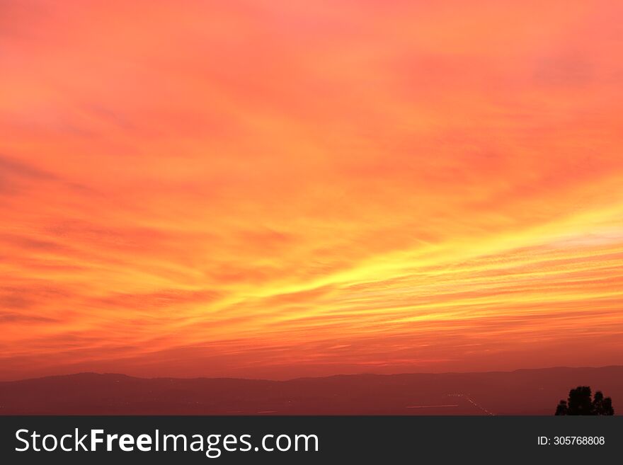 Red and orange sky after sunset