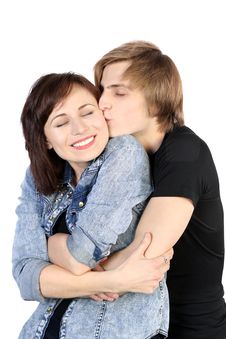Young Caucasian Lovely Couple Kissing Stock Images