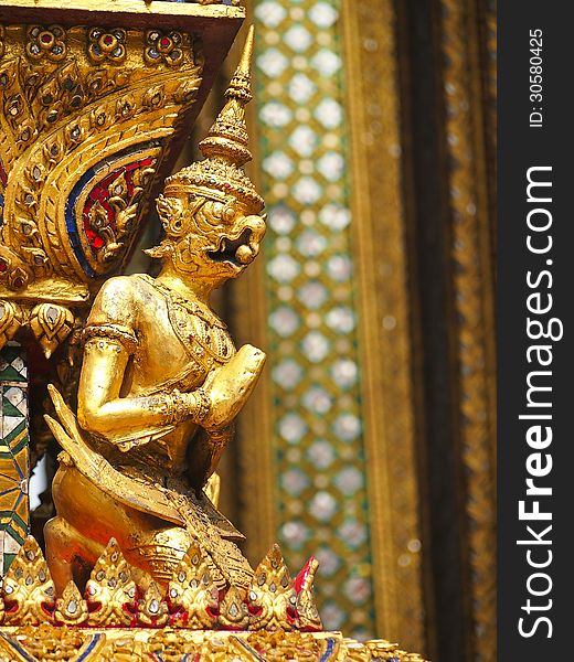 Decorate of temple with garuda figure in wat Phra Kaew, Bangkok Thailand. Decorate of temple with garuda figure in wat Phra Kaew, Bangkok Thailand