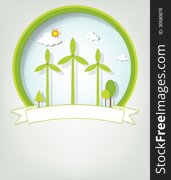 Emblem with green windmills