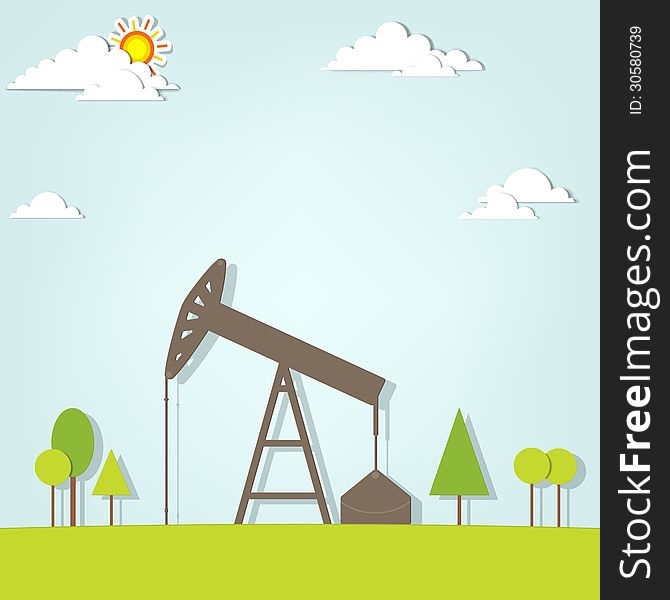 Landscape with oil pump. This is file of EPS10 format.